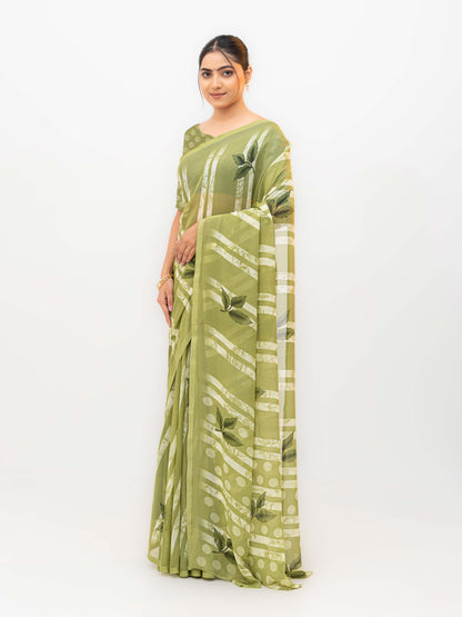 Green Soft Georgette Saree