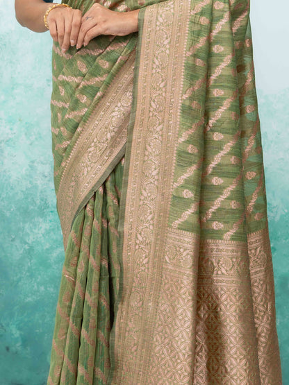 Green poly Cotton Saree