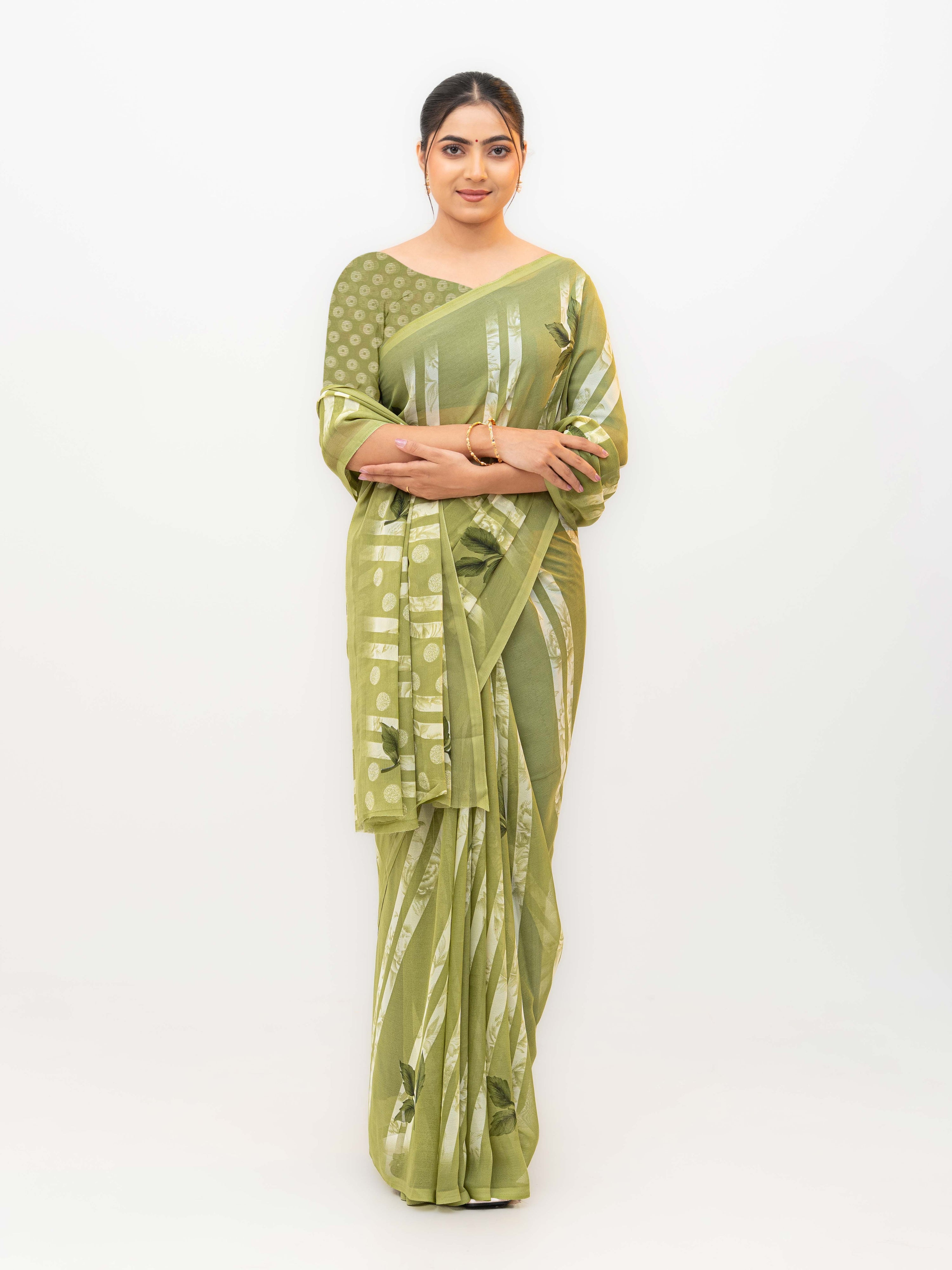 Green Soft Georgette Saree