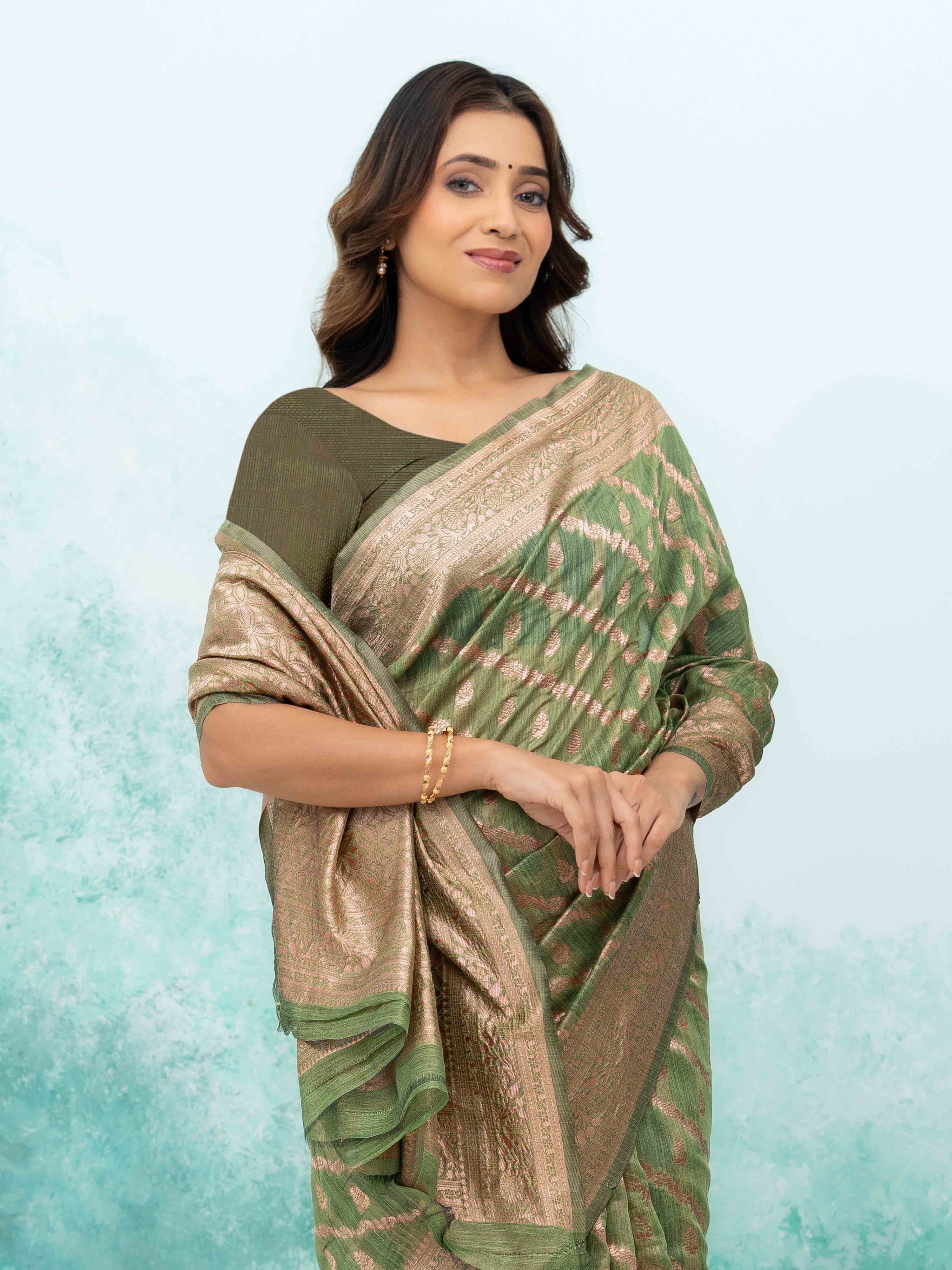 Green poly Cotton Saree