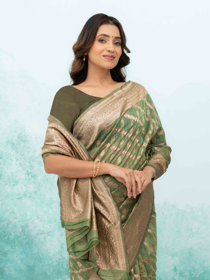 Green poly Cotton Saree