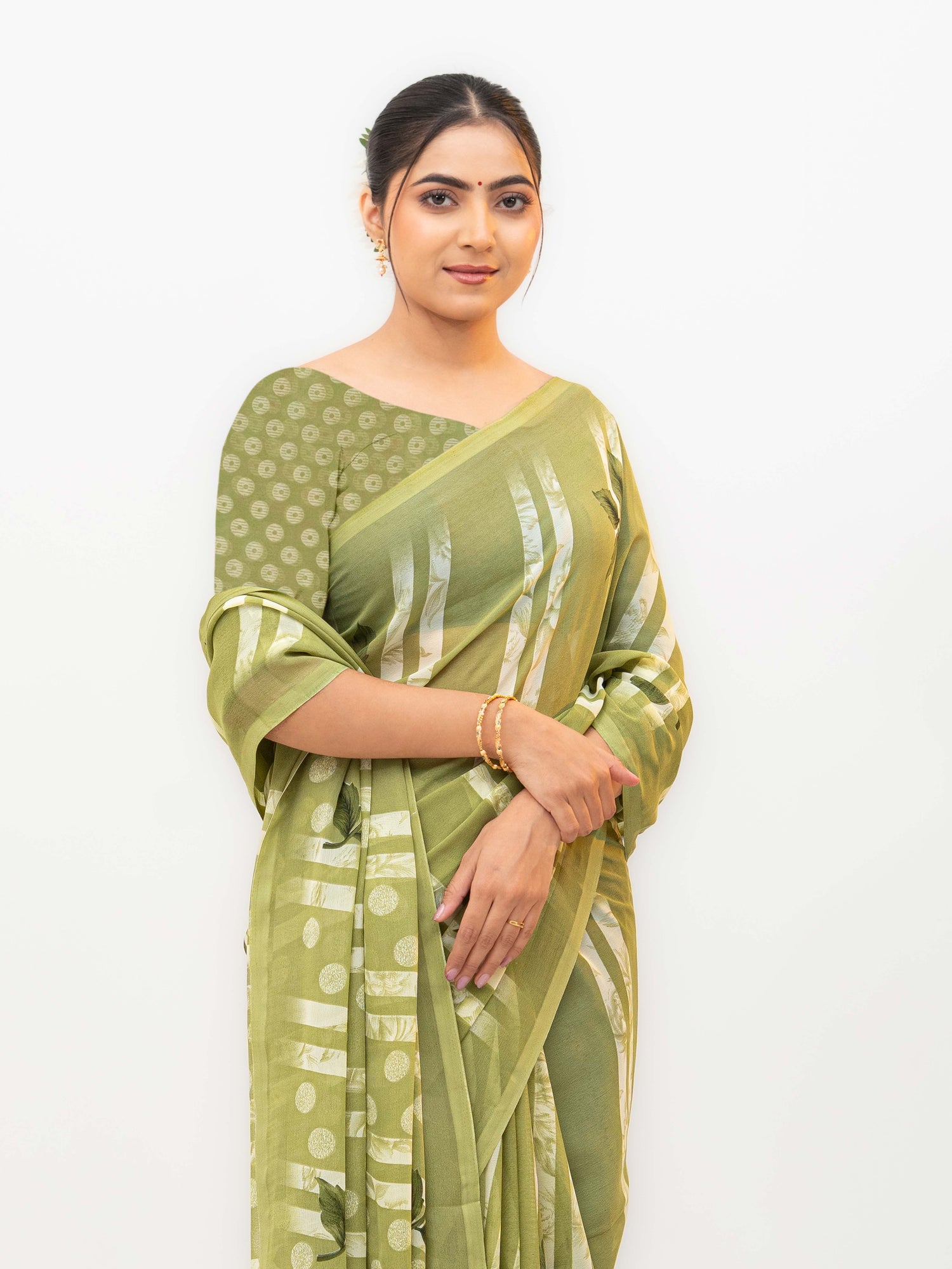 Green Soft Georgette Saree