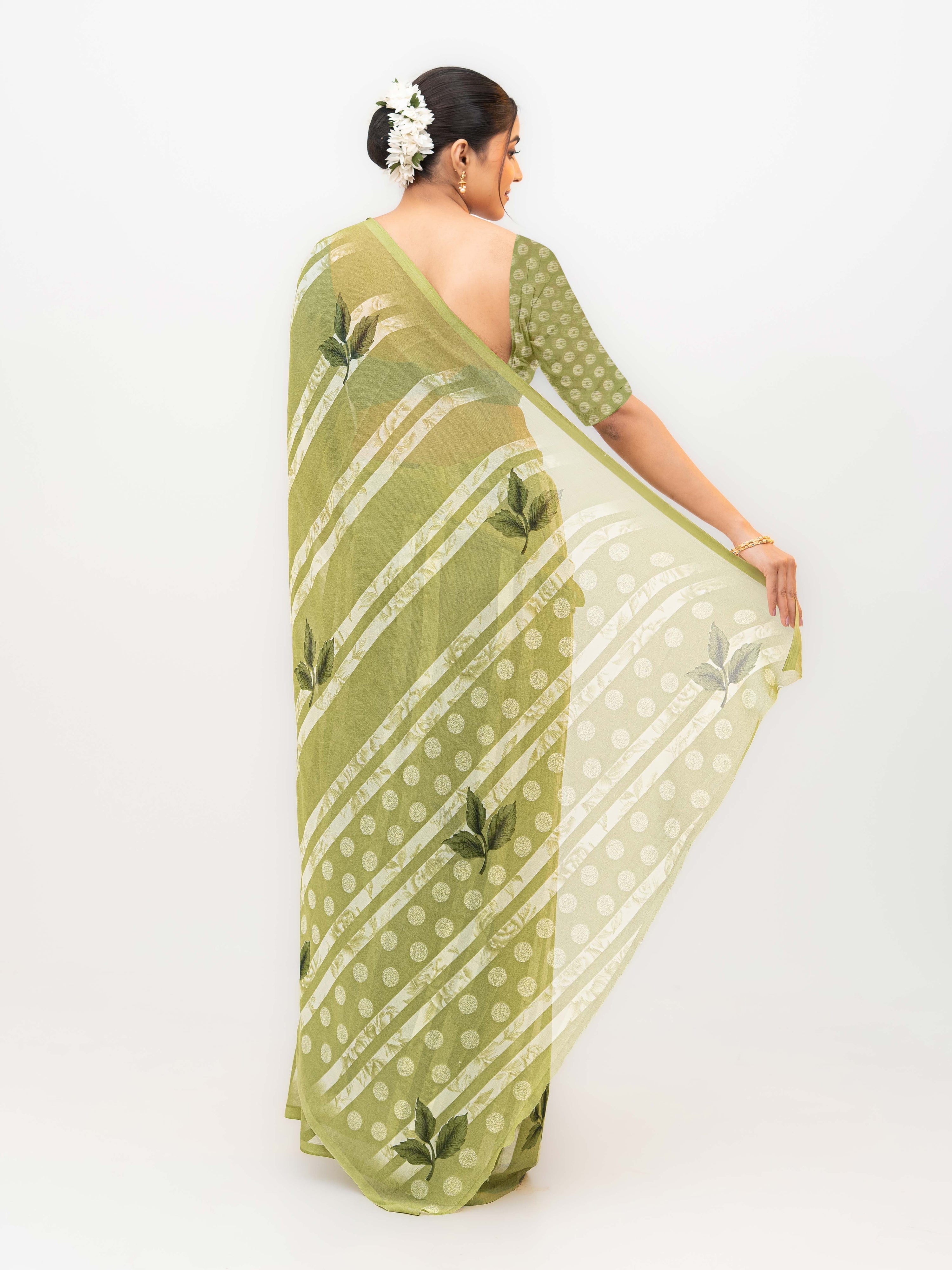 Green Soft Georgette Saree