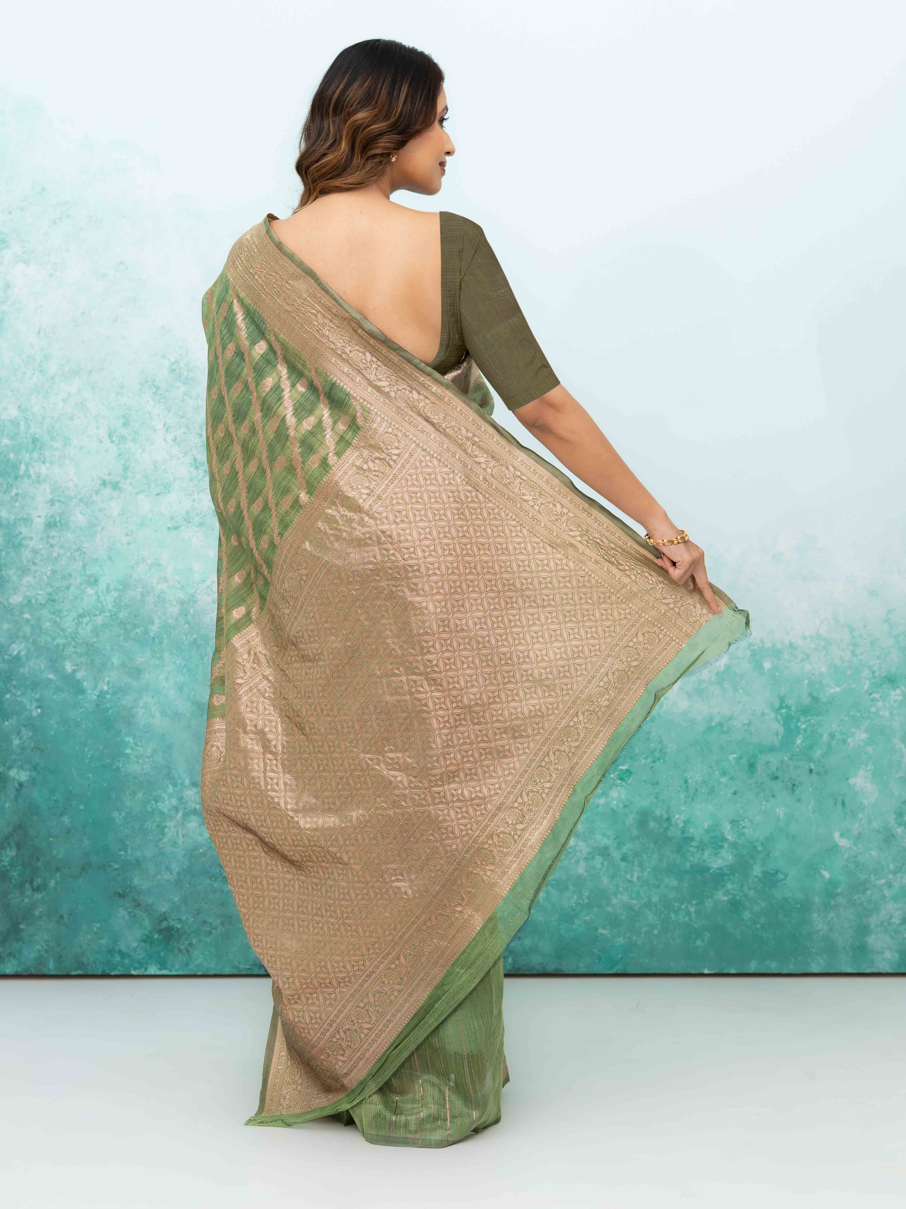Green poly Cotton Saree