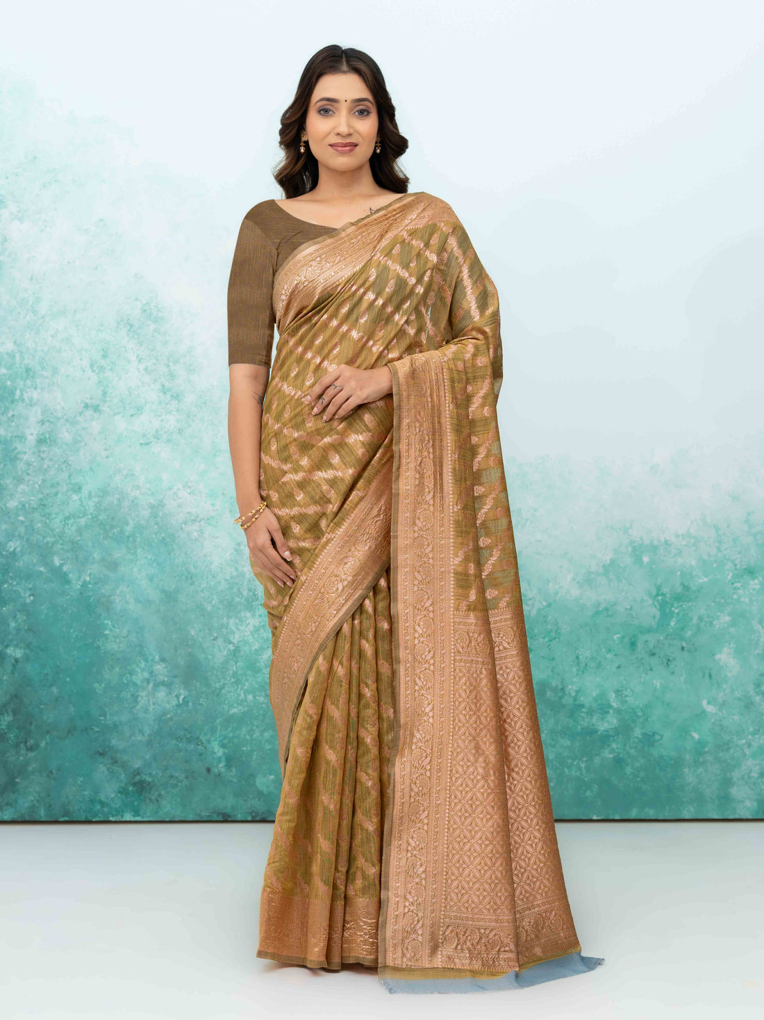 Mustard Gold poly Cotton Saree