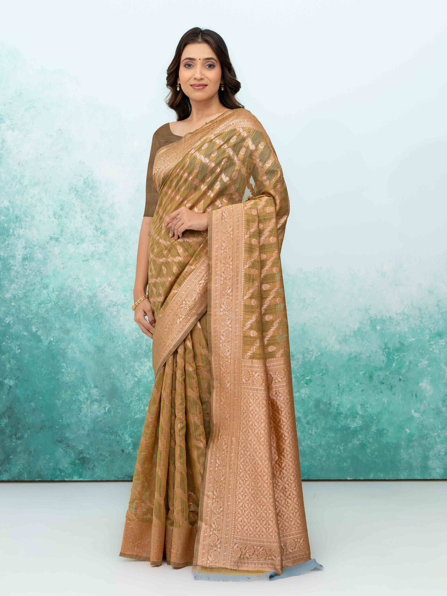 Mustard Gold poly Cotton Saree