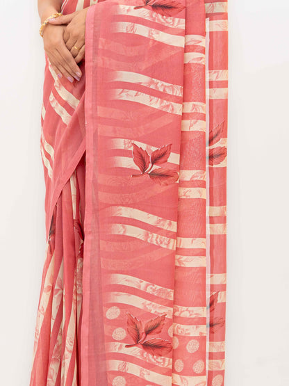 Pink Georgette Saree