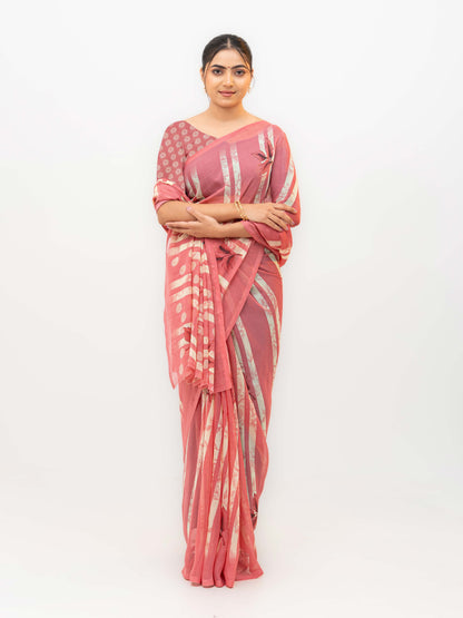 Pink Georgette Saree