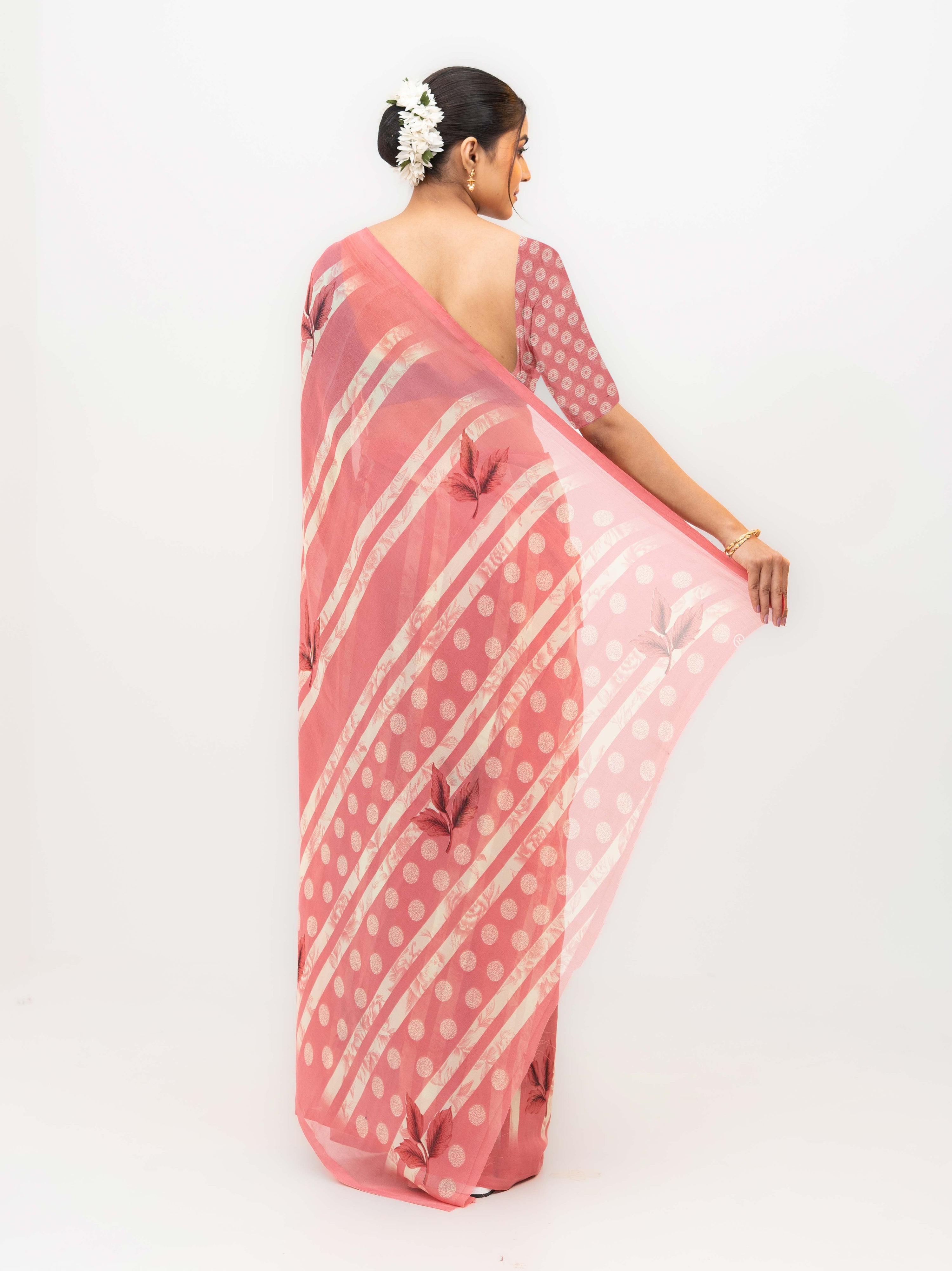 Pink Georgette Saree
