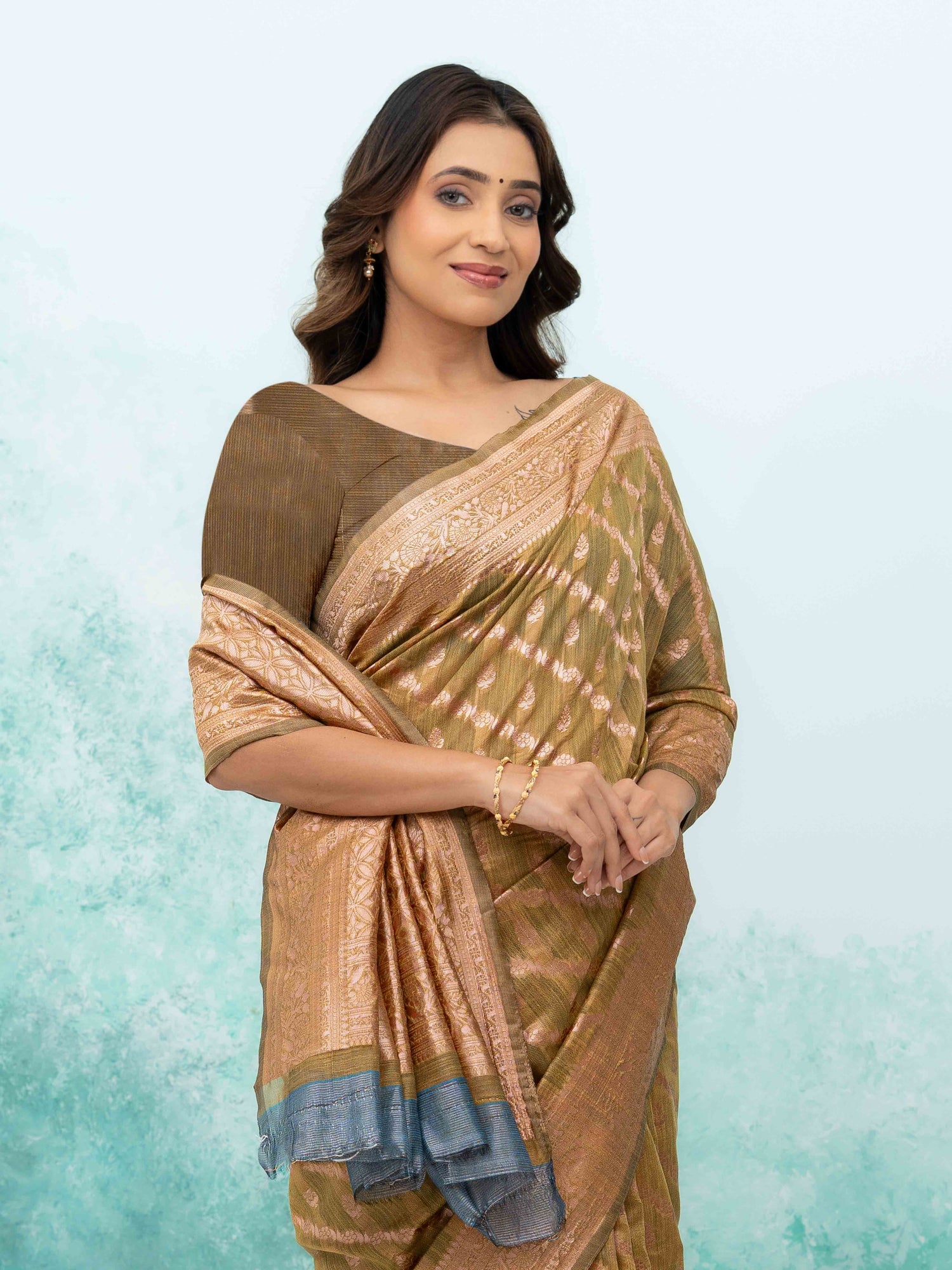 Mustard Gold poly Cotton Saree