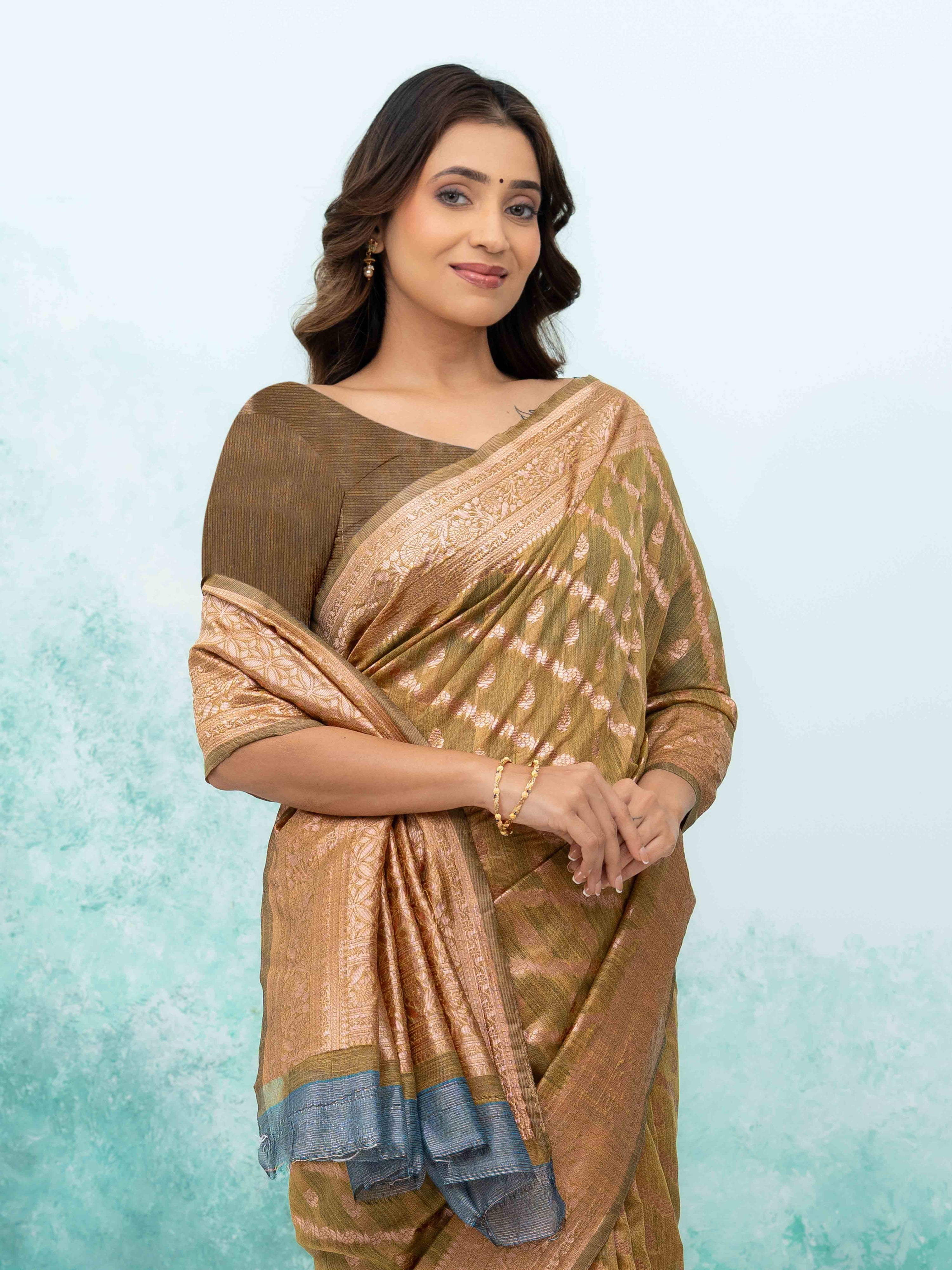 Mustard Gold poly Cotton Saree