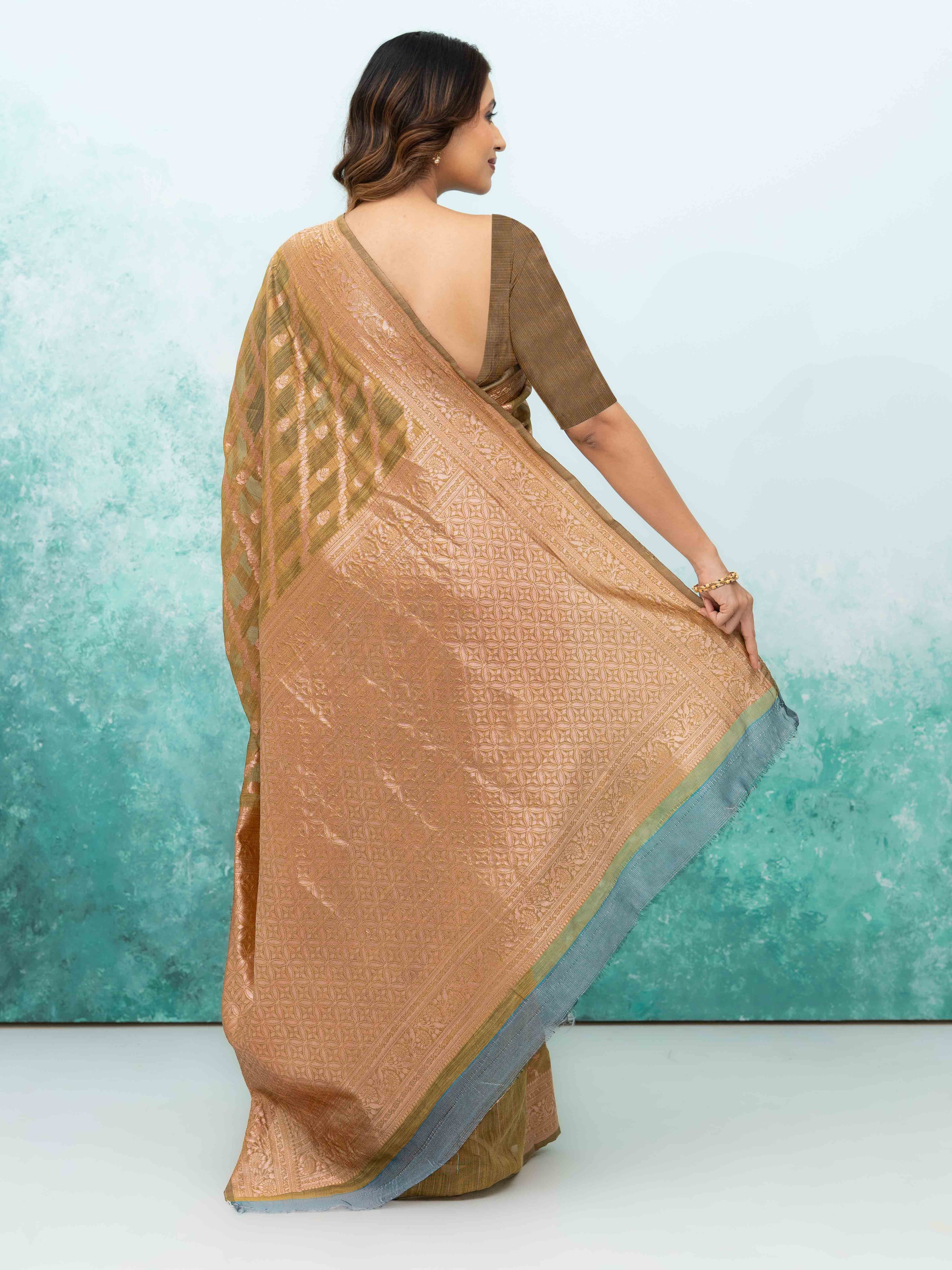 Mustard Gold poly Cotton Saree