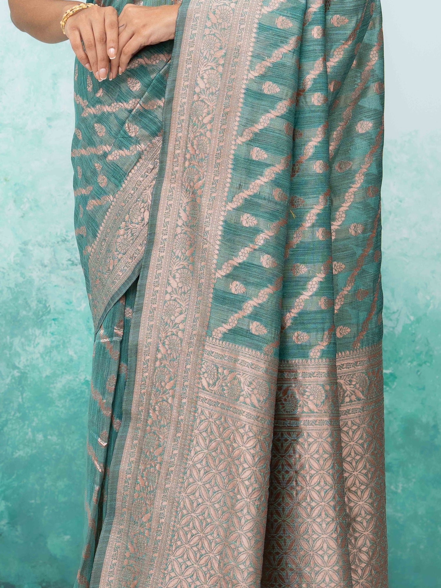 Sky Blue poly Cotton Saree
