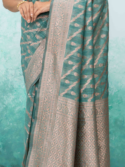 Sky Blue poly Cotton Saree