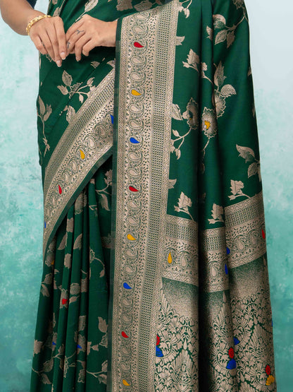 Dark Green Banarasi Silk Saree