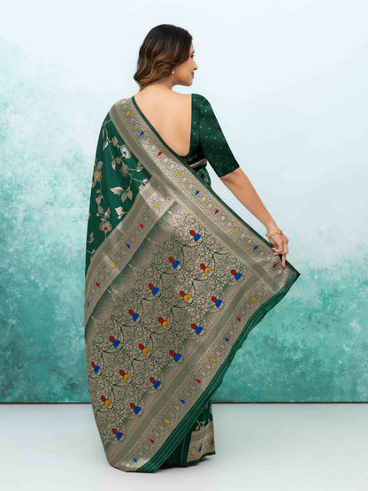Dark Green Banarasi Silk Saree