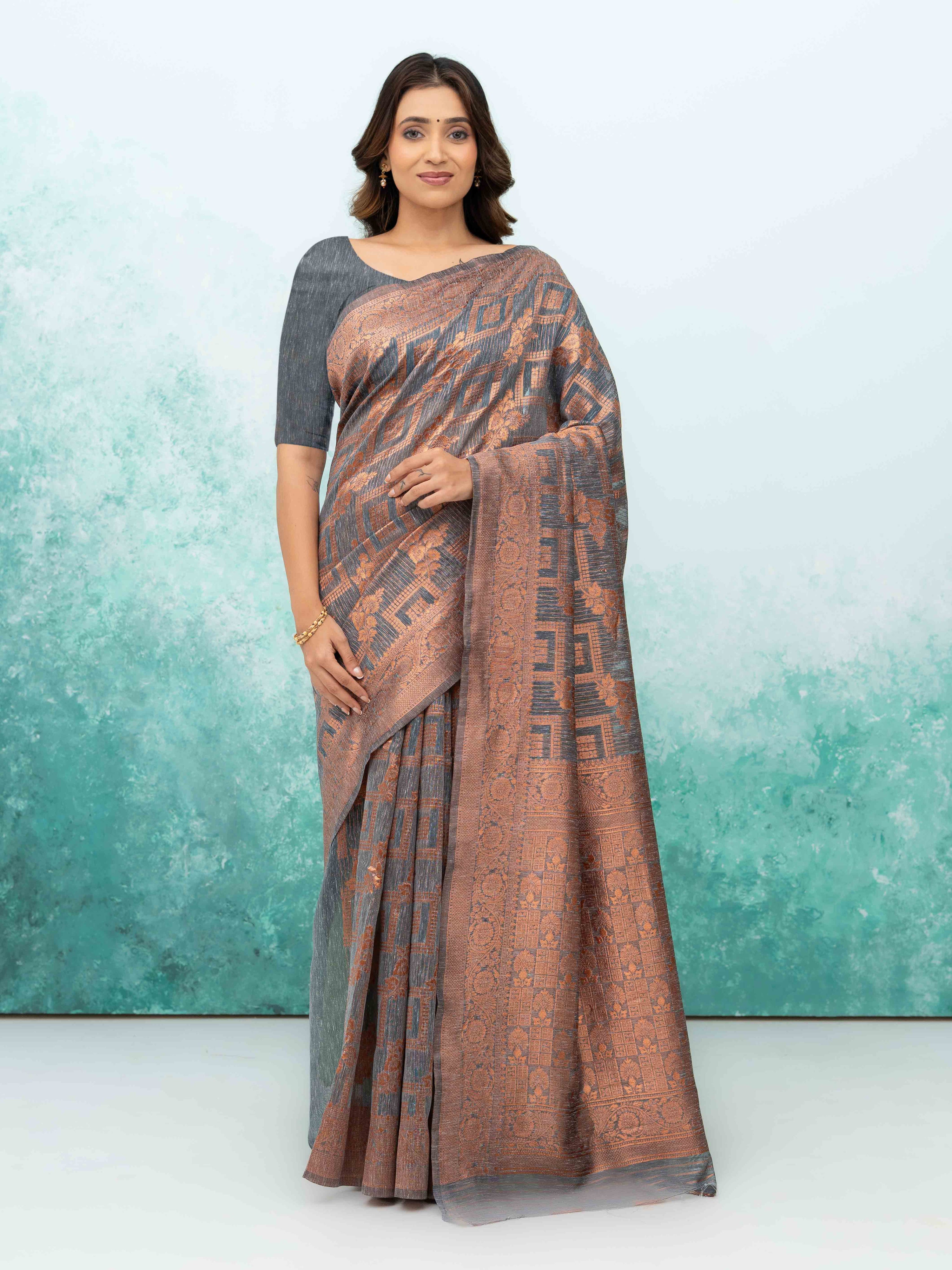 Gray Poly Cotton Saree