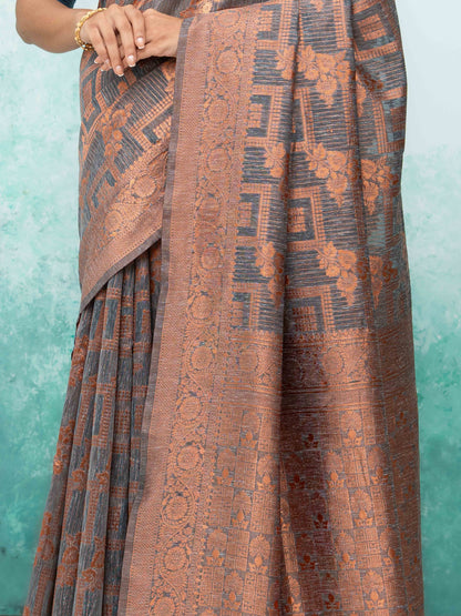Gray Poly Cotton Saree