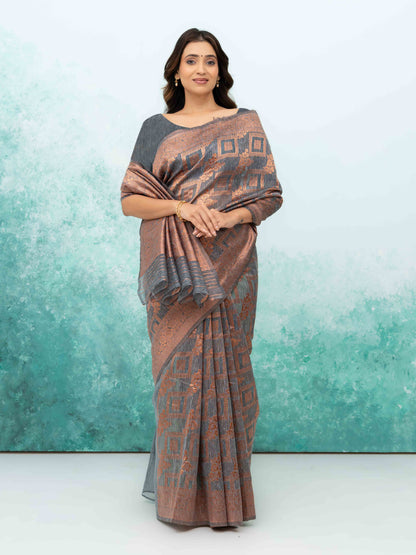 Gray Poly Cotton Saree