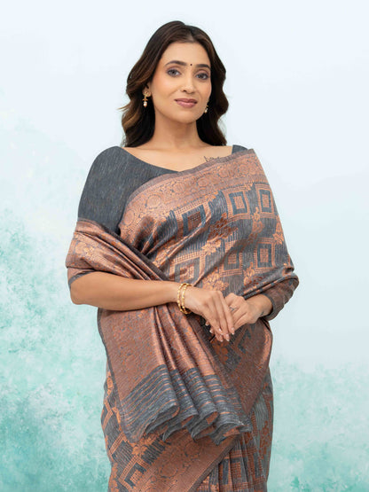Gray Poly Cotton Saree