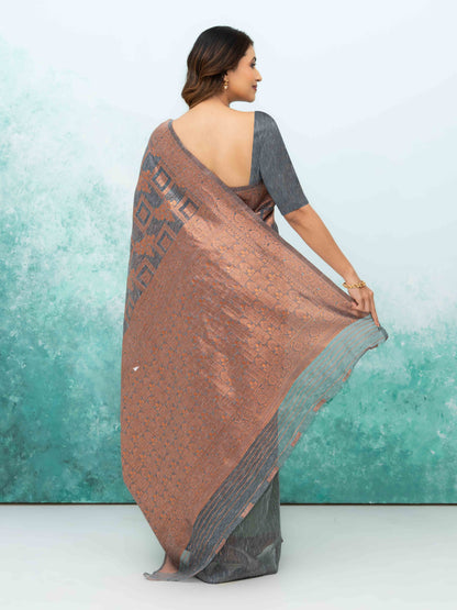 Gray Poly Cotton Saree