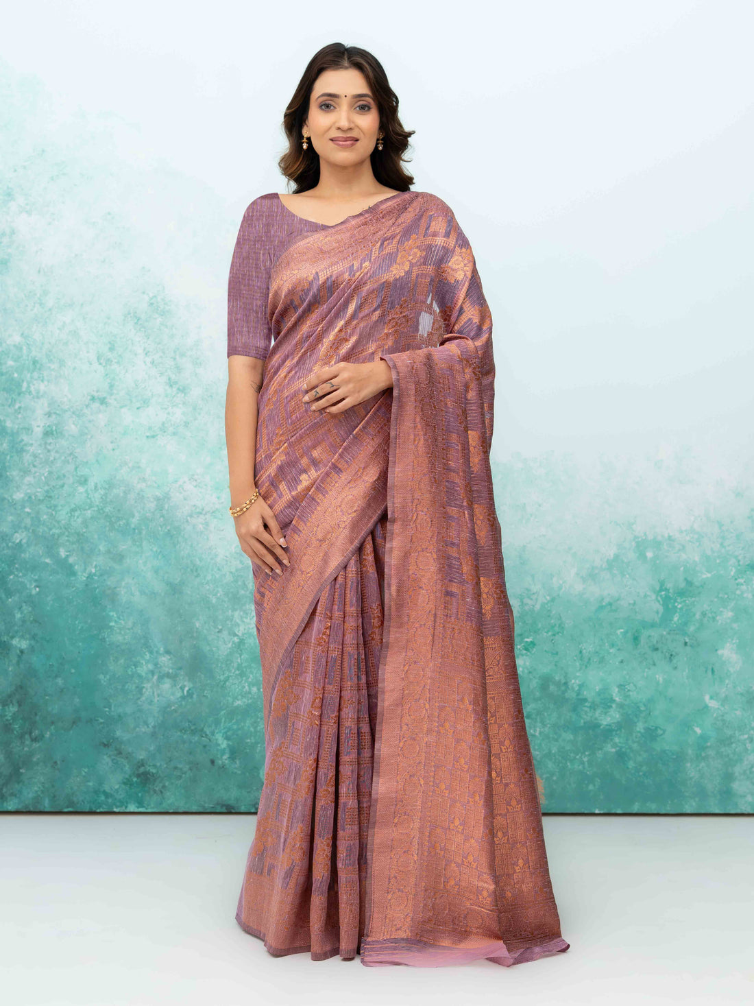 Purple Poly Cotton Saree