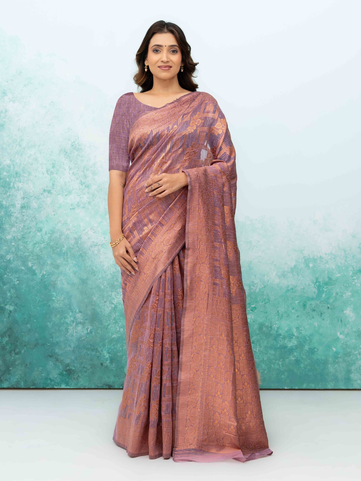 Purple Poly Cotton Saree