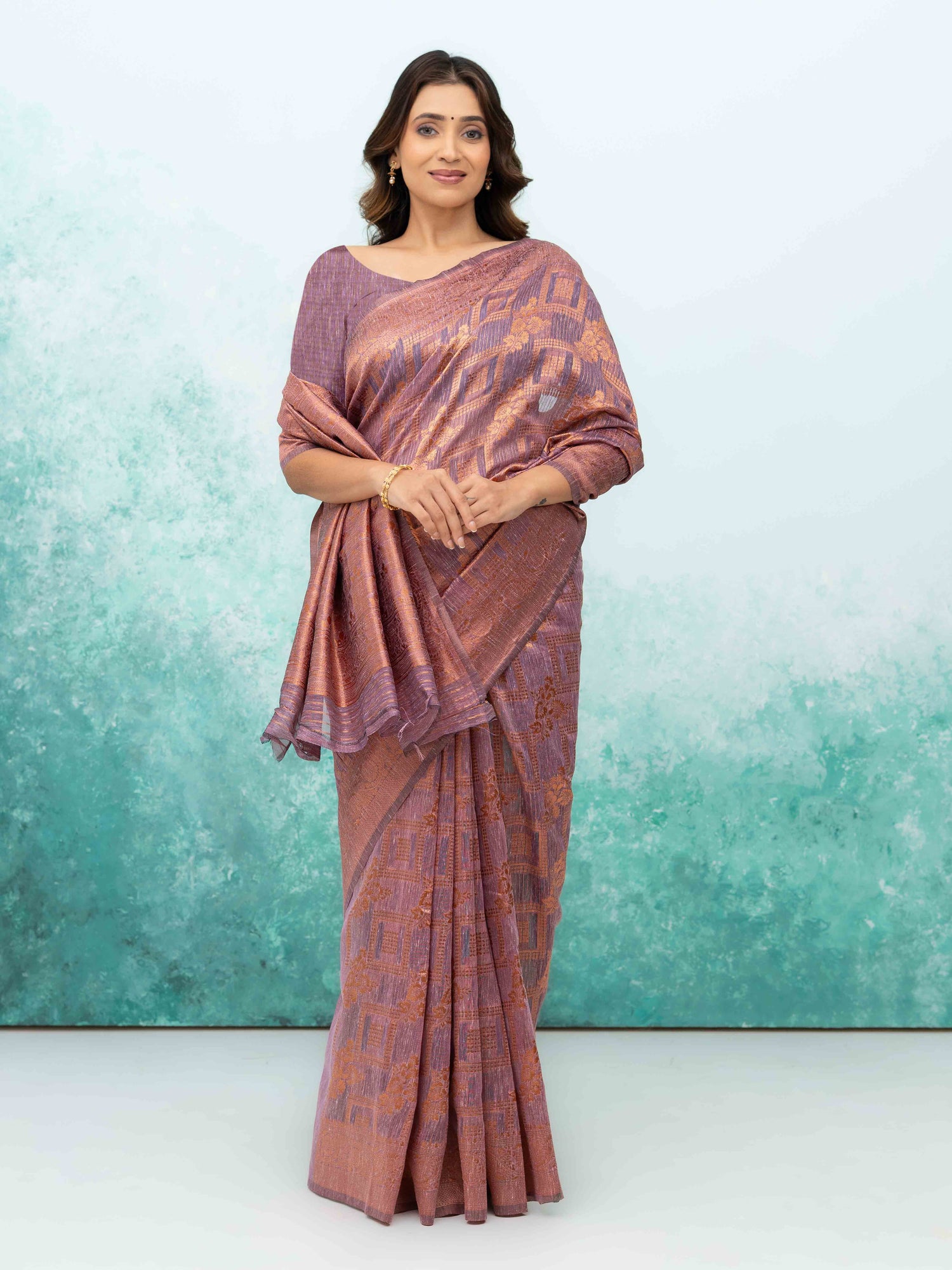 Purple Poly Cotton Saree