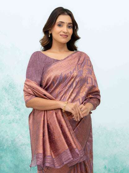 Purple Poly Cotton Saree