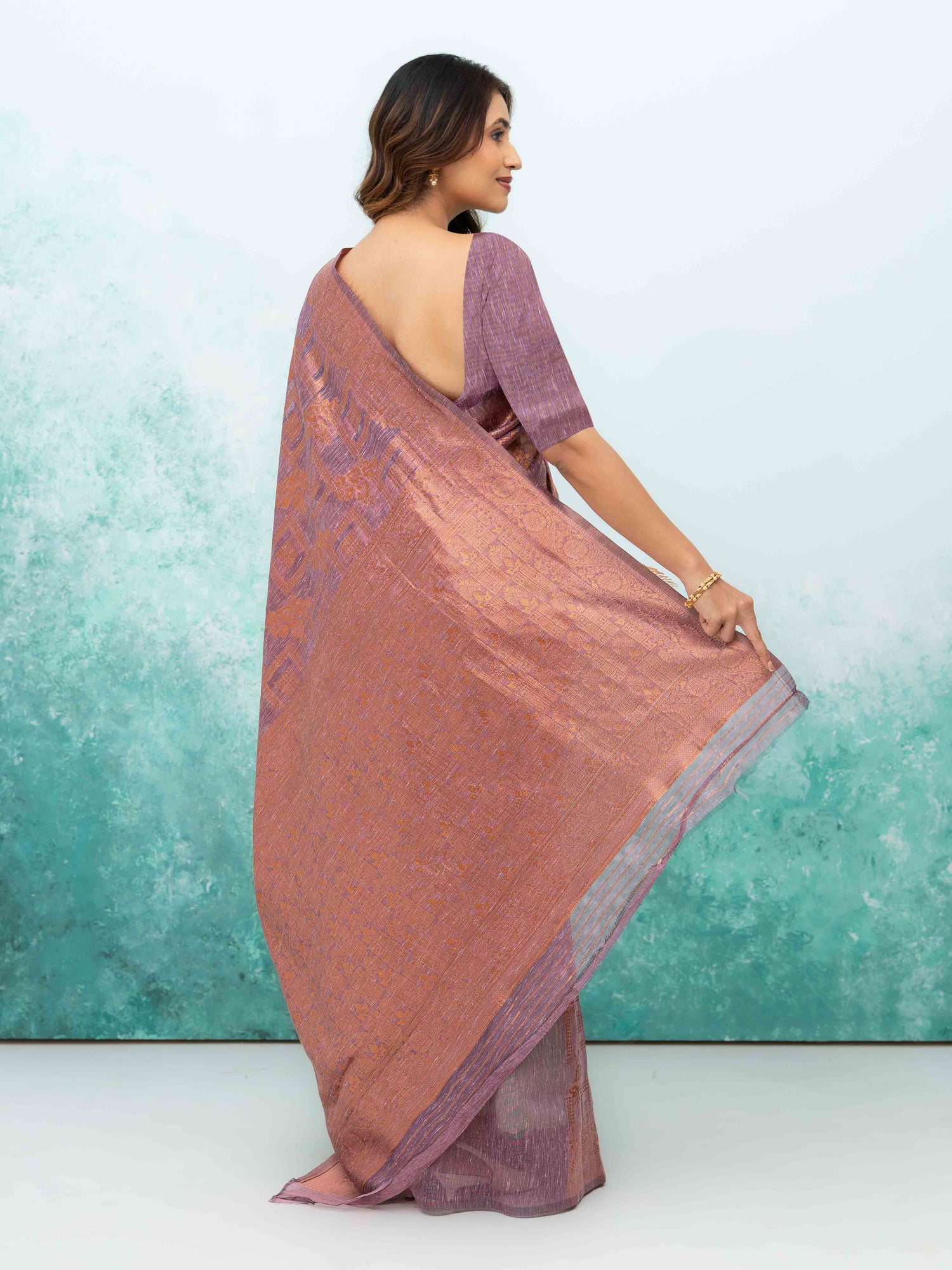 Purple Poly Cotton Saree