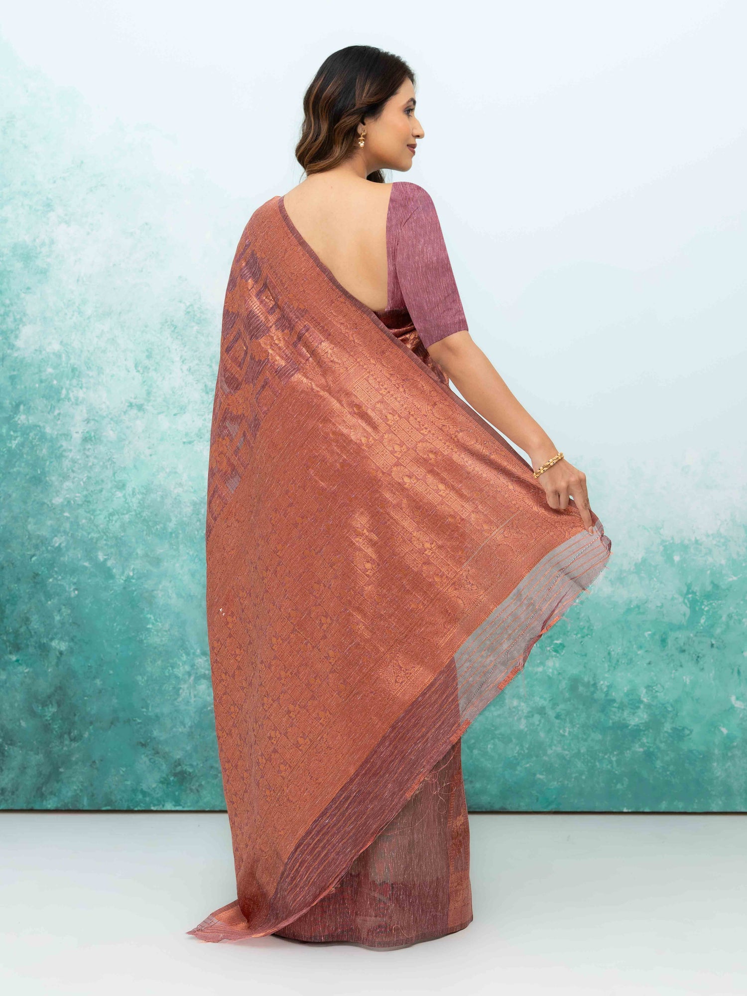 Rose Pink Poly Cotton Saree