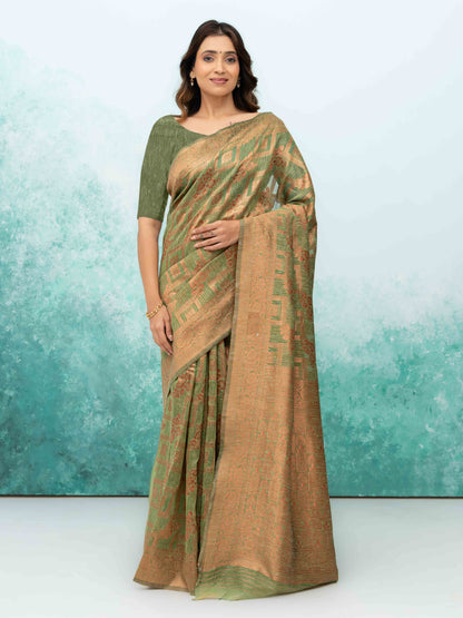 Green Poly Cotton Saree