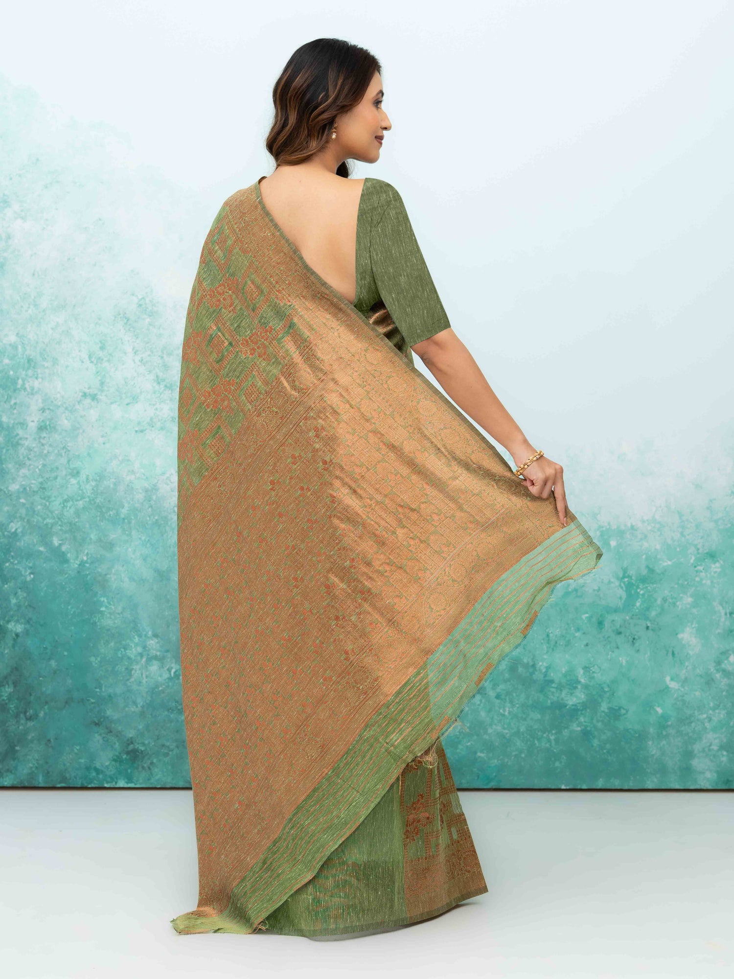 Green Poly Cotton Saree