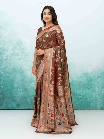 Brown Banarasi Silk Saree