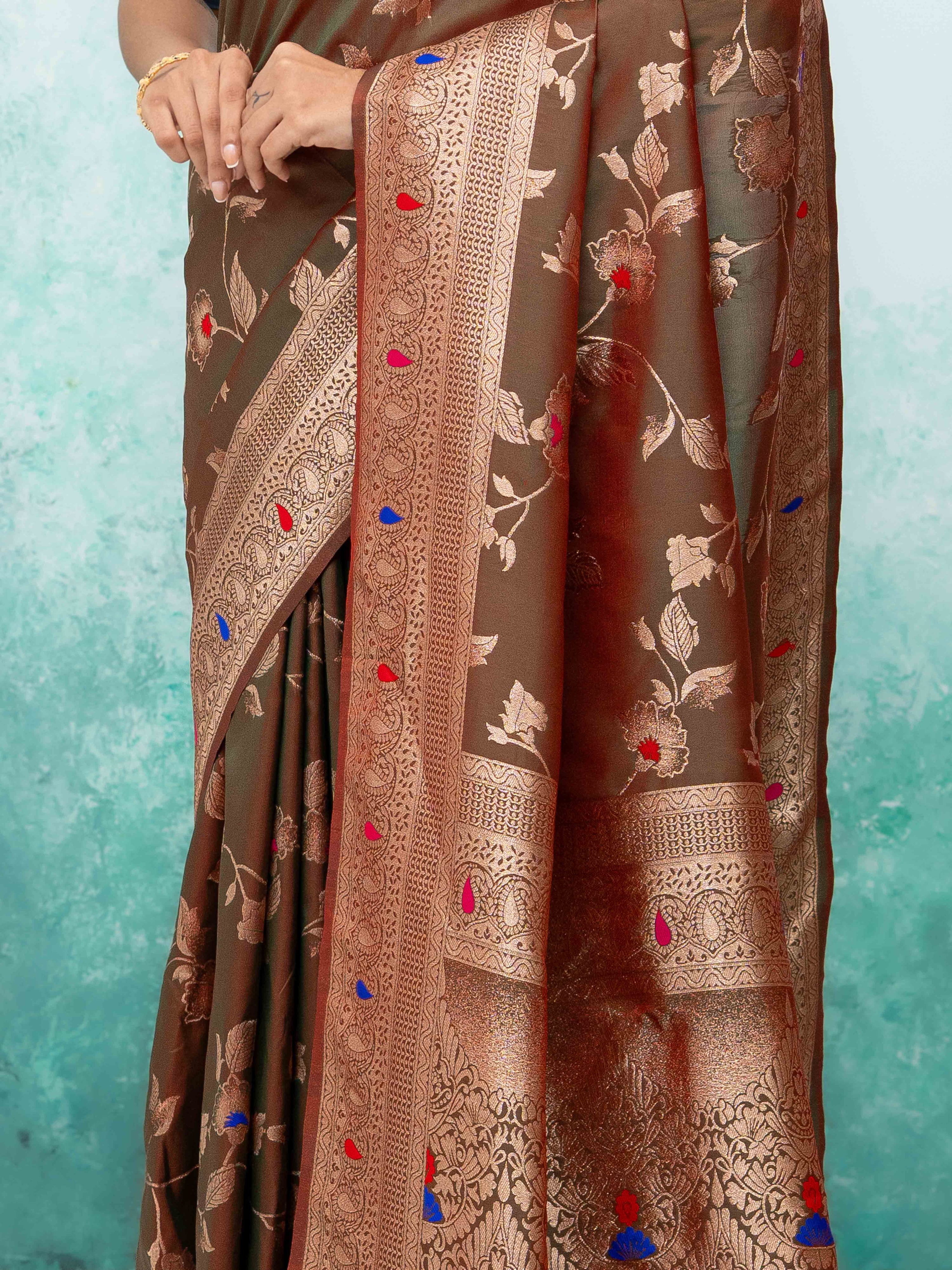 Brown Banarasi Silk Saree