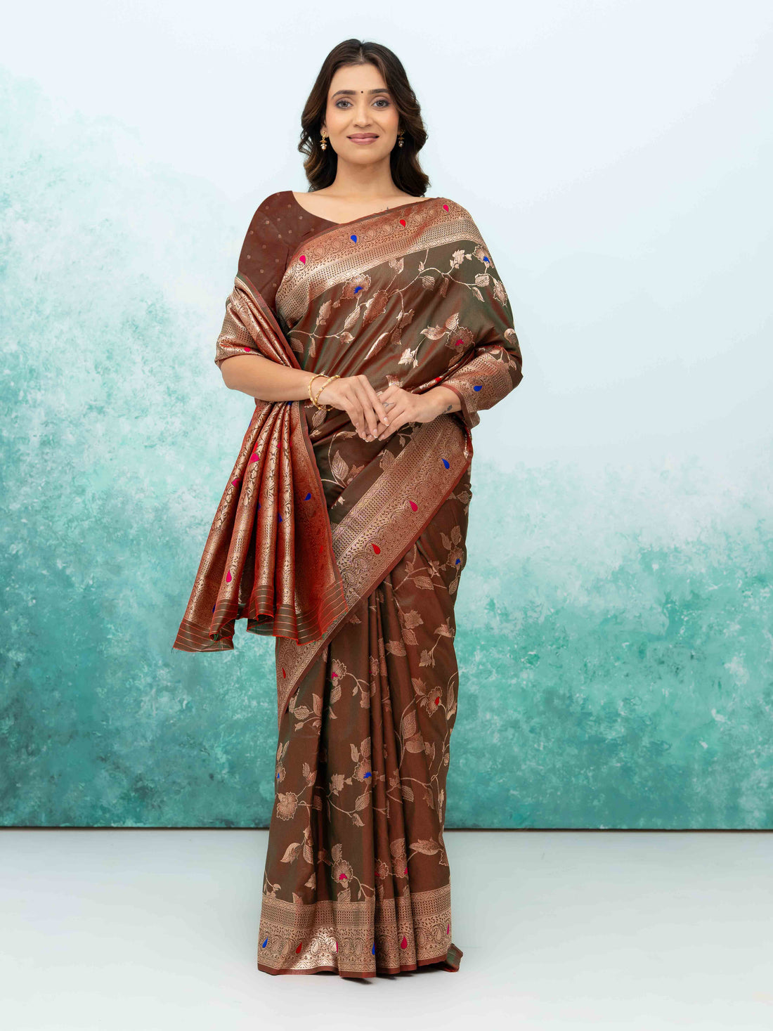 Brown Banarasi Silk Saree