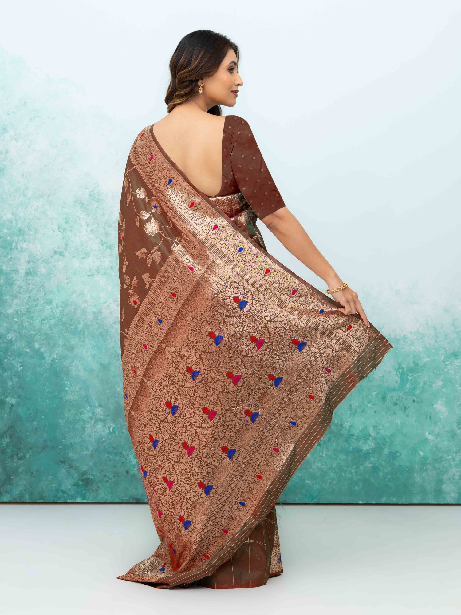 Brown Banarasi Silk Saree