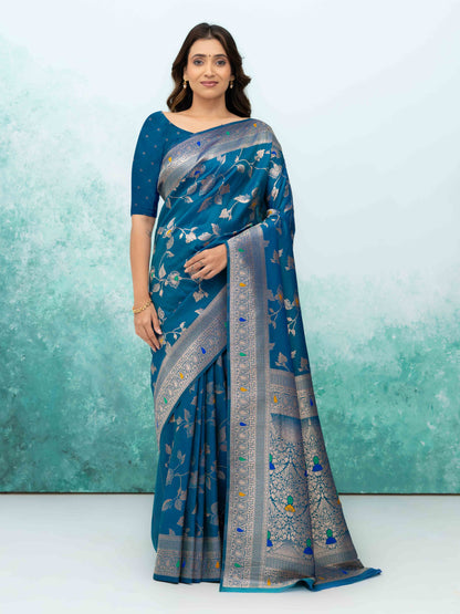 Teal Blue  Banarasi Silk Saree