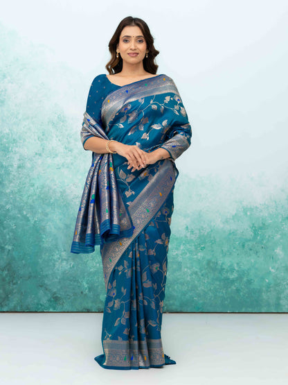 Teal Blue  Banarasi Silk Saree