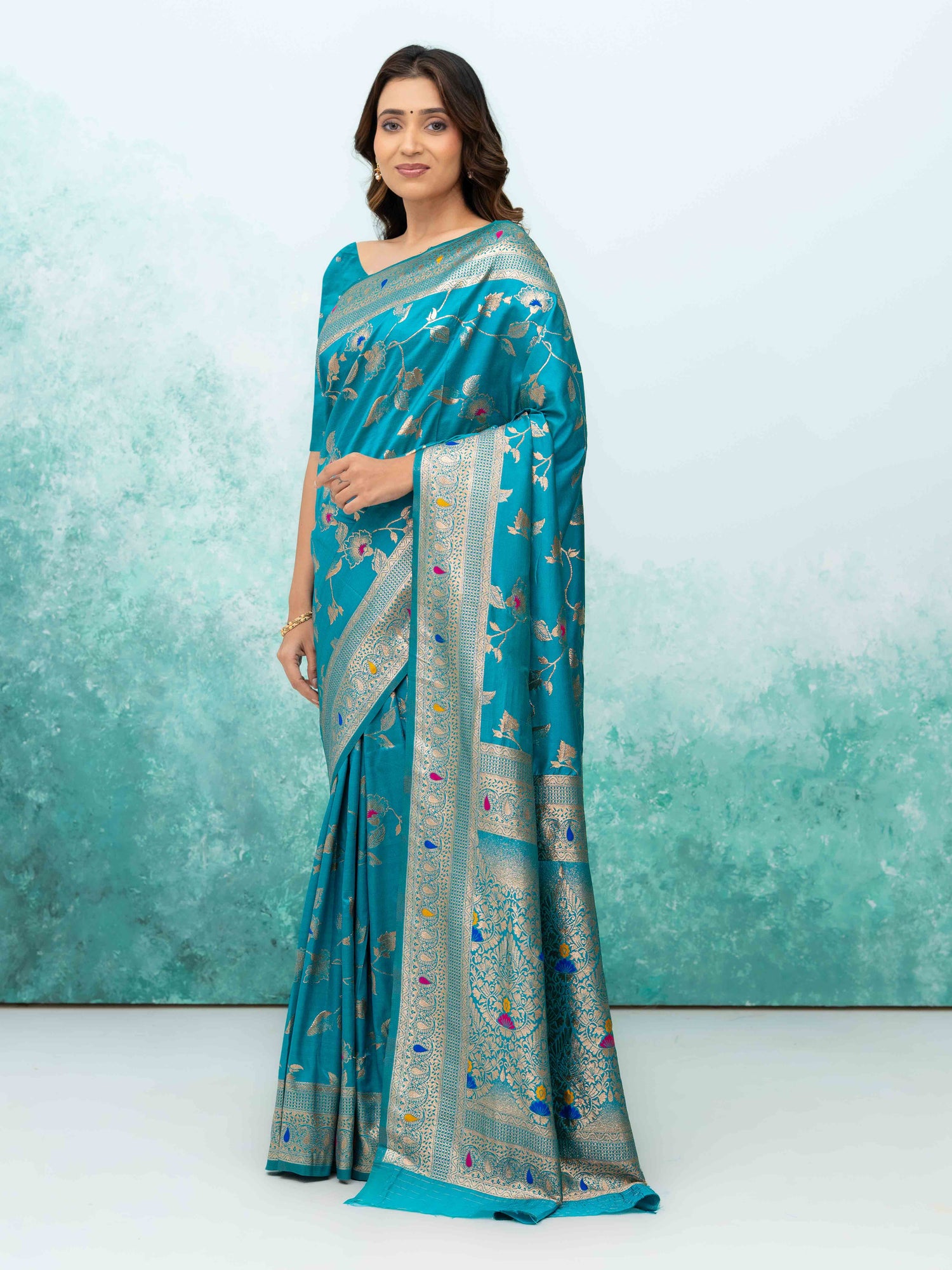 Sky Blue Banarasi Silk Saree