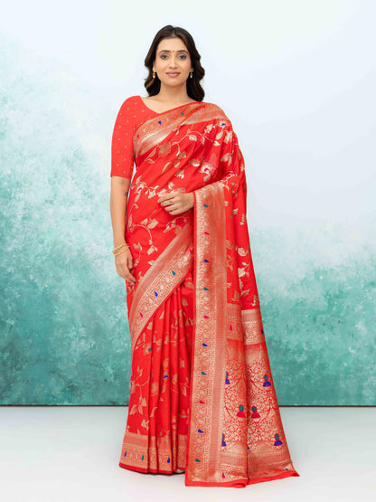 Red Banarasi Silk Saree
