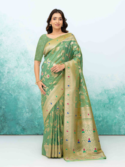 Pista Green  Banarasi Silk Saree