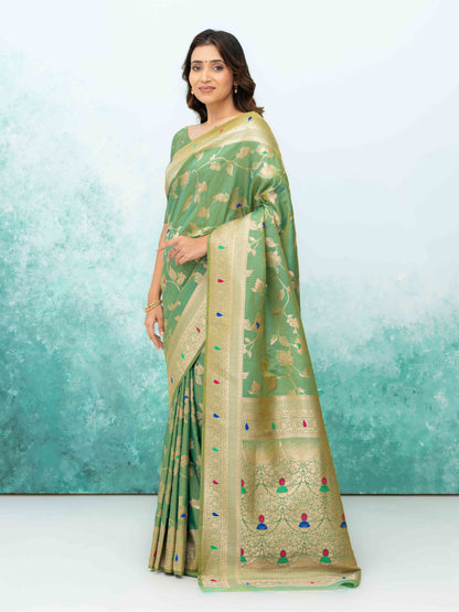 Pista Green  Banarasi Silk Saree