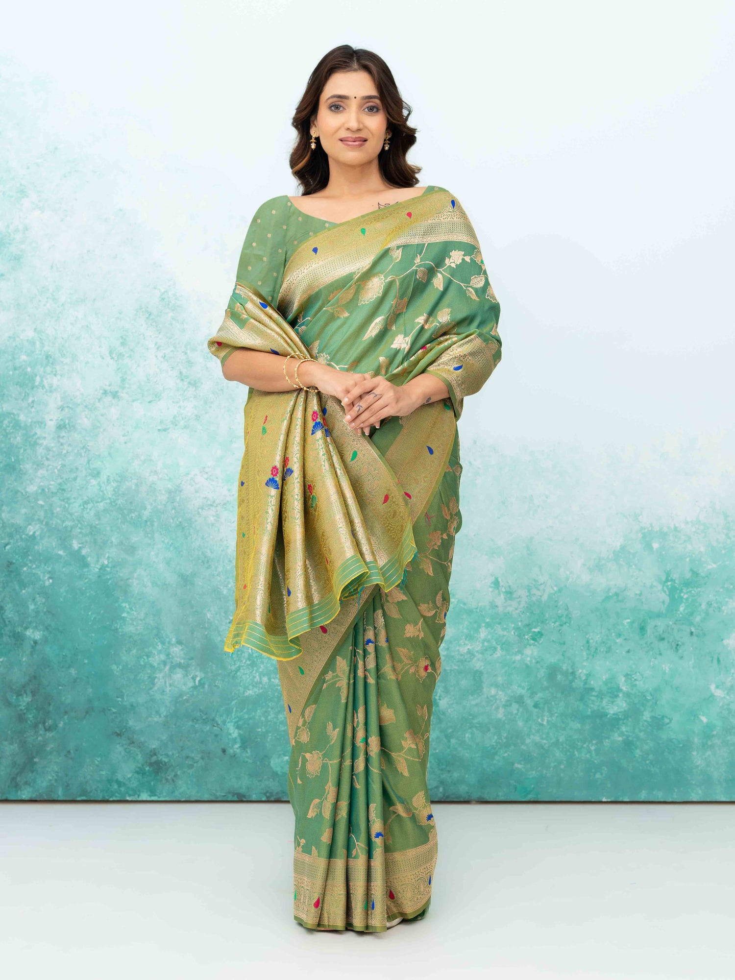 Pista Green  Banarasi Silk Saree