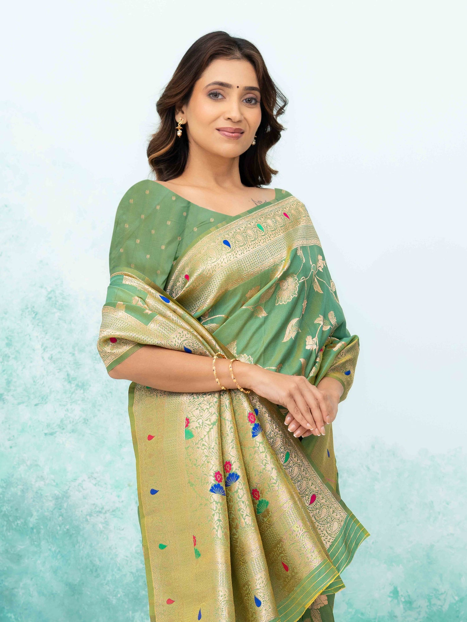 Pista Green  Banarasi Silk Saree