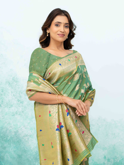 Pista Green  Banarasi Silk Saree