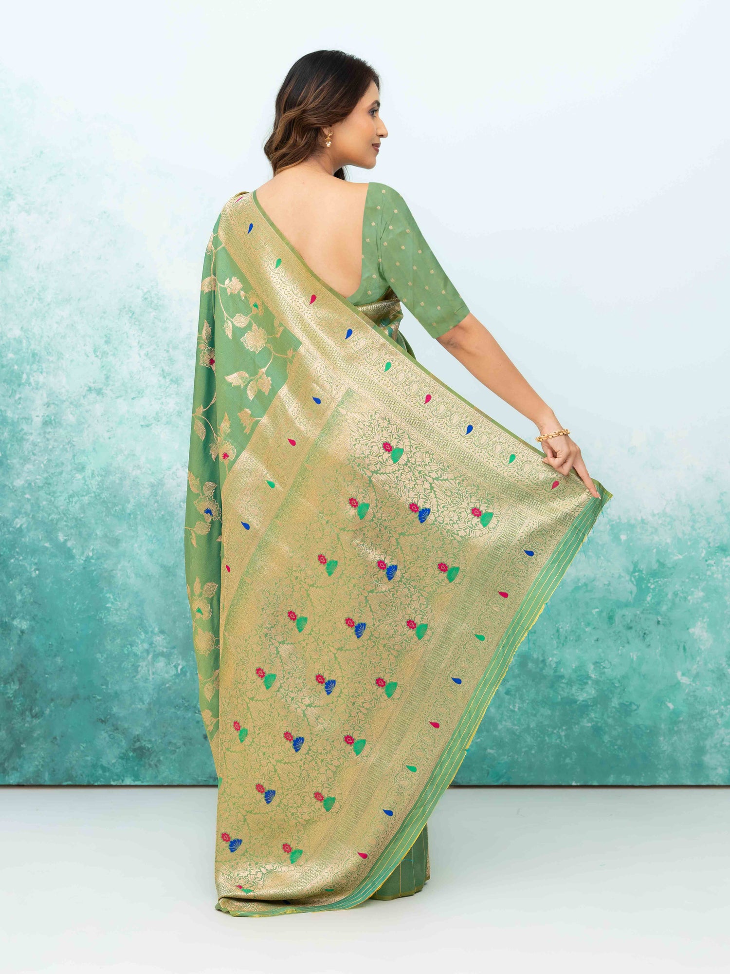 Pista Green  Banarasi Silk Saree