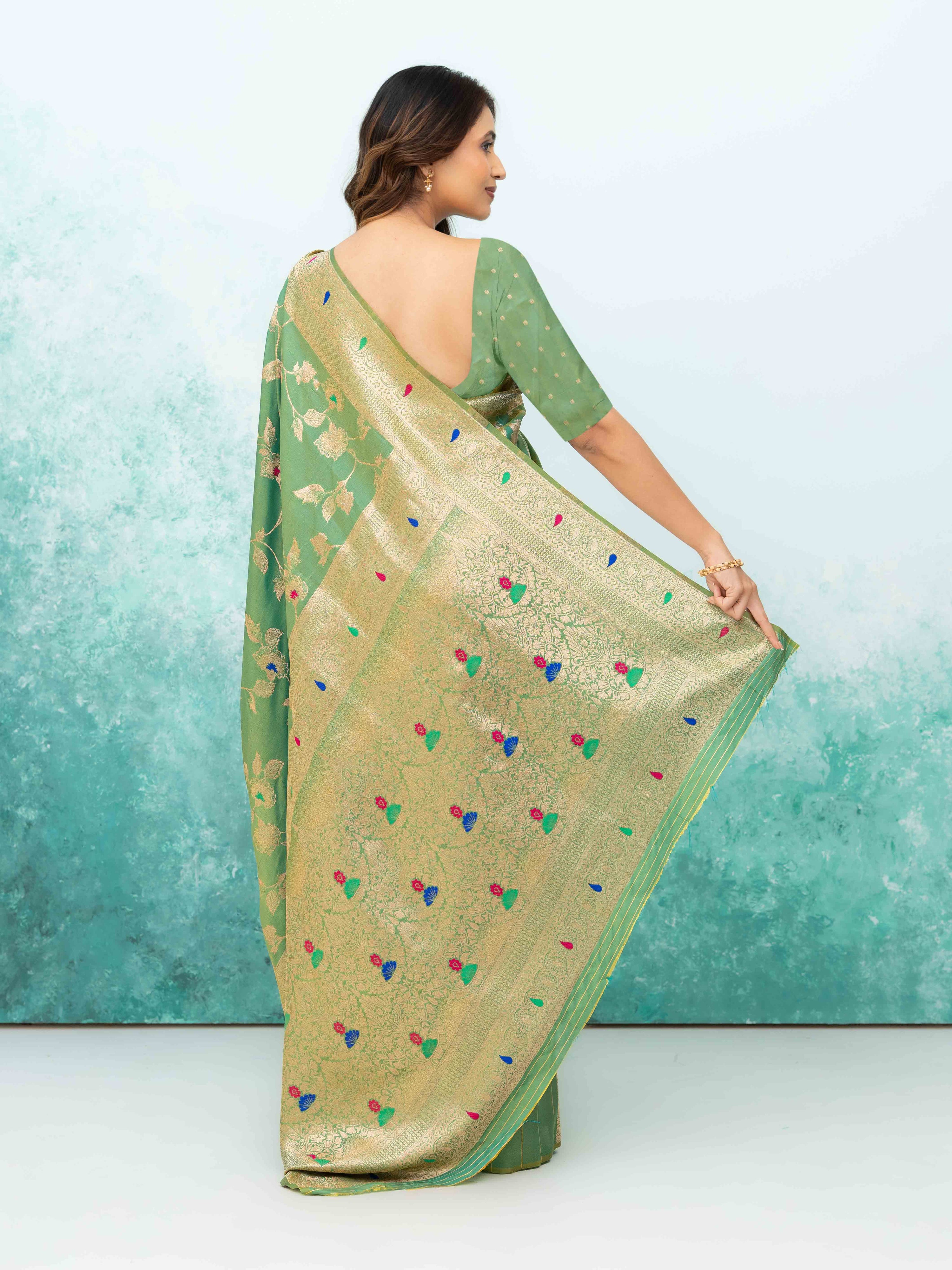 Pista Green  Banarasi Silk Saree
