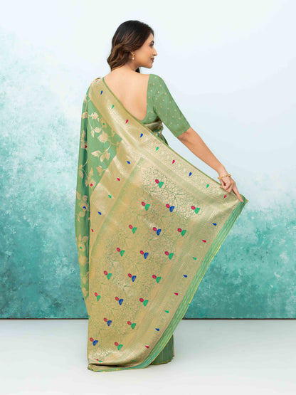 Pista Green  Banarasi Silk Saree