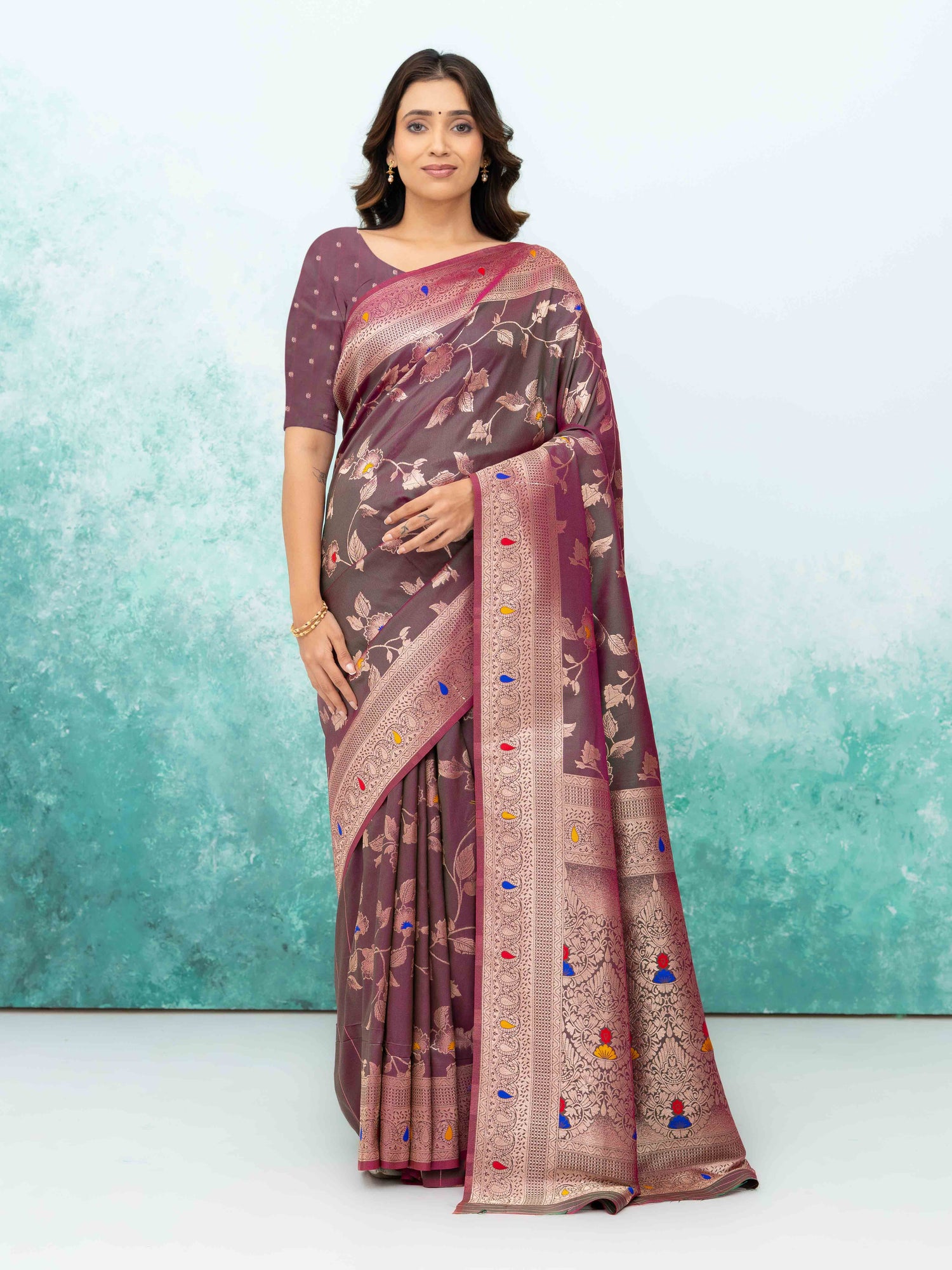 Rose Purple  Banarasi Silk Saree